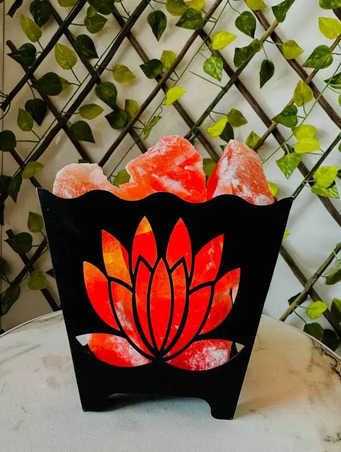 Iron Basket Lamp with Salt Chunks - Decorology Planet